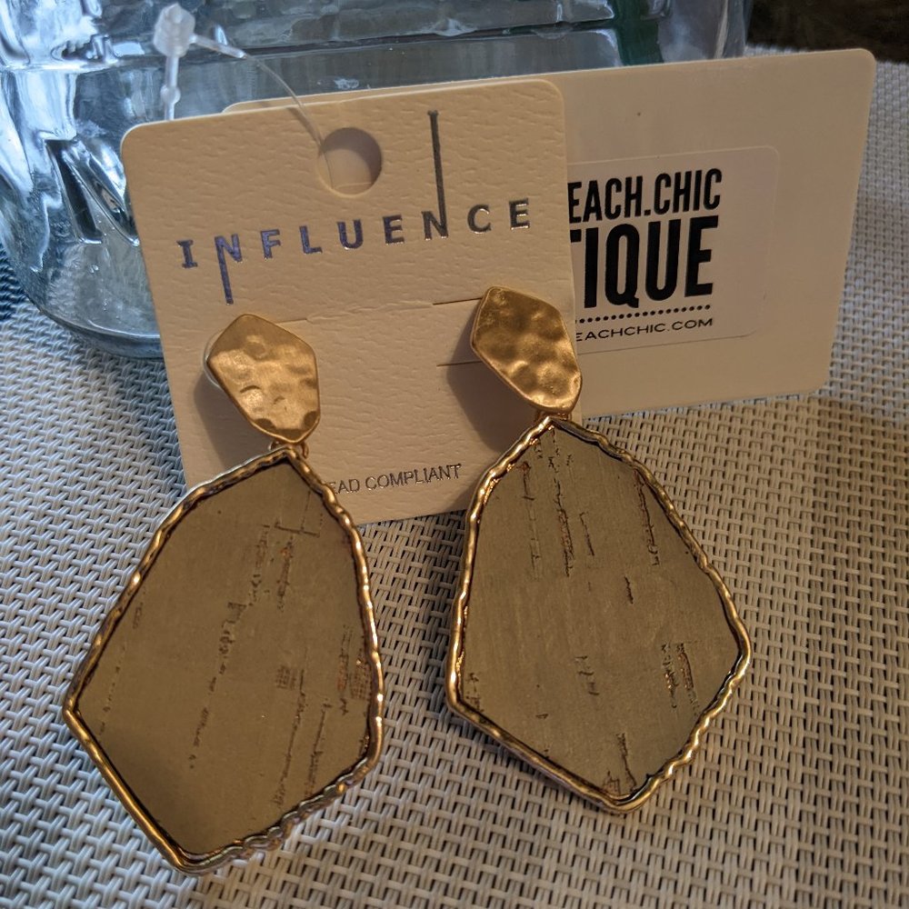 Gold and Cork Earrings